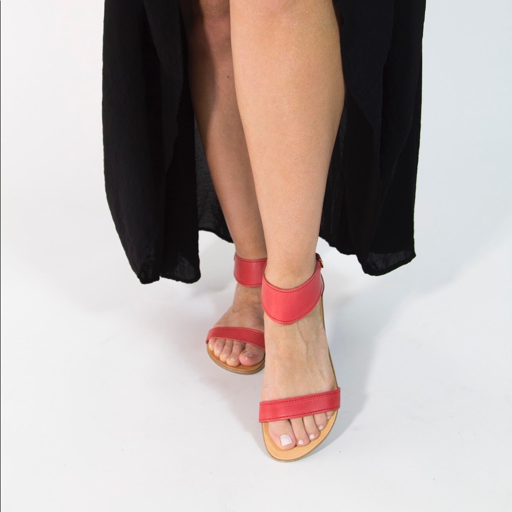 Coral Leather Sandals with leather insole.
